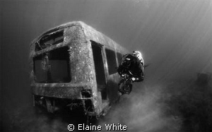 Black and White image of The Bus, natural light 
Wraysbury by Elaine White 